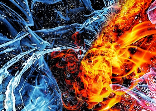 炎と水が渦巻く抽象的な背景 Stock Illustration Adobe Stock