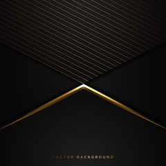 Wall Mural - Abstract black triangle background with striped lines golden. Luxury style.