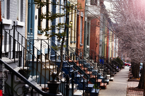 Fotografía Close up of many beautiful types of staircase of typical Albany houses on Lancas
