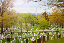View On Washington Monument Obelisk From Arlington Cemetery VA, USA