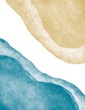 © korkeng - abstract minimal art watercolor paint round shape by gold and teal blue green colors on white background.