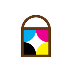 Canvas Print - Window with CMYK color logo design vector