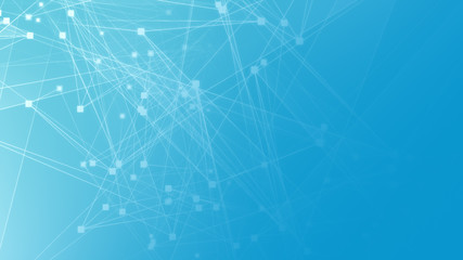 Wall Mural - Abstract blue white polygon tech network with connect technology background. Abstract dots and lines texture background. 3d rendering.