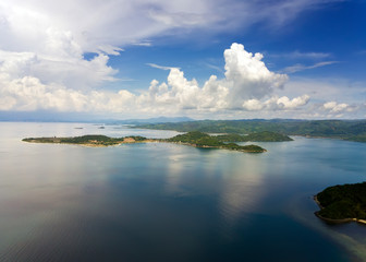 Wall Mural - Lombok Indonesia, south Gili islands. Aerial drone view on sea and Gili Gede island.