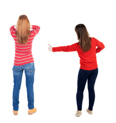 Poster - Back view of couple in sweater showing thumbs up.