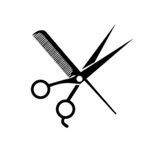 Scissors And Comb Icon, Symbol Vector