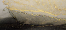 Abstract Paint Gold And Brown Blots Background. Alcohol Ink Colors. Marble Texture.