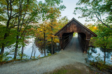 Old Covered Bridge In New England Fall