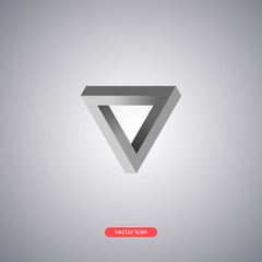 Sticker - Penrose triangle icon on a gray background.