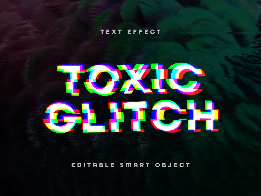 Premium PSD  Glitch text effect editable design