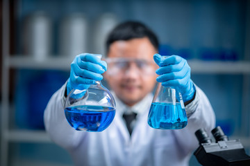 Wall Mural - health care researchers working in medicals science technology research in laboratory