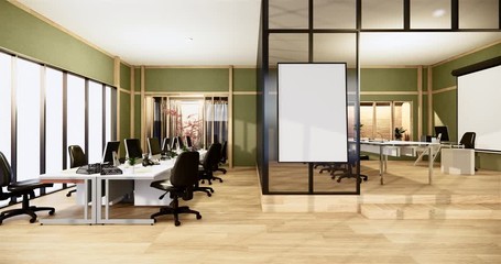 Wall Mural - Office business - beautiful japanroom meeting room and conference table, modern style. 3D rendering