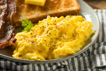 Homemade American Scrambled Egg Breakfast with Bacon