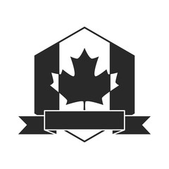 Sticker - canada day, canadian flag maple leaf and ribbon emblem silhouette style icon