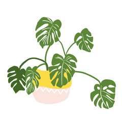 Wall Mural - hand drawn philodendron. houseplant vector illustration. 