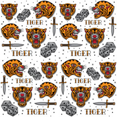 Sticker - vintage tiger tattoo pattern