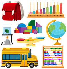 Wall Mural - Set of stationary tools and school