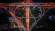 background abstract headlights car on expressway and ring road light on over dark at night Bangkok Thailand