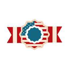 Sticker - happy independence day, american flag in badge ribbon insignia design flat style icon