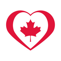 Sticker - canada day, maple leaf in heart national celebration flat style icon