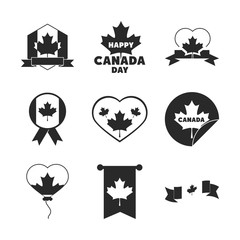 Sticker - canada day, independence freedom national patriotism celebration icons set silhouette style icon