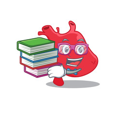 Wall Mural - A diligent student in heart mascot design concept with books