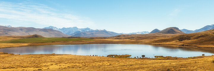 Wall Mural - Beautiful mountain landscape. Lake and mountains panorama. New Zealand landscape.