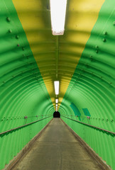 Poster - Empty pedestrian tunnel at night. Architecture abstract background