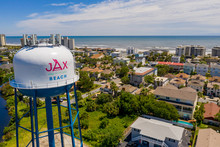 Jax Beach Water Tower Shot With Aerial Drone
