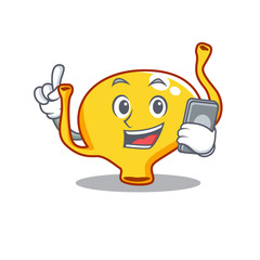 Sticker - Bladder cartoon with character speaking on phone