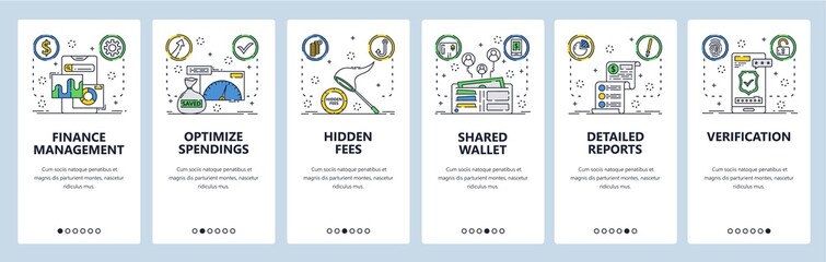 Poster - finance website and mobile app onboarding screens vector template