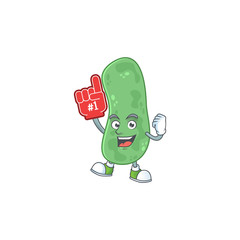 Canvas Print - Cartoon character concept of enterobacteriaceae holding red foam finger