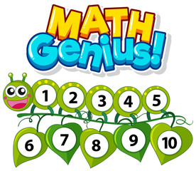 Poster - Font design for math genius with numbers one to ten