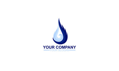 Poster - Vector abstract, blue flame logo template icon symbol, for natural gas, petrolium, crude oil industrial, company manufacturing, and distributions