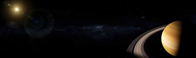 Wall Mural - saturn with bright rings in space