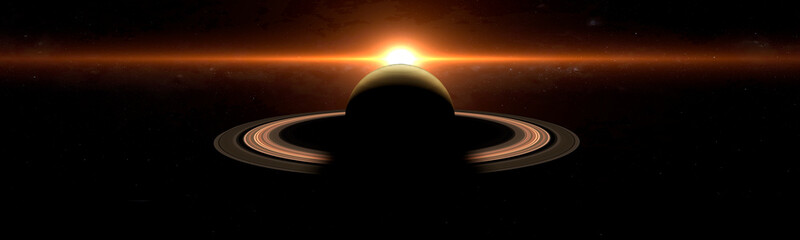 Wall Mural - sunrise over saturn in space