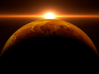 Wall Mural - venus at sunrise with bright sun