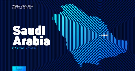 Wall Mural - abstract map of saudi arabia with hexagon lines