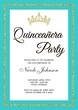 © Irina - Quinceañera Birthday Party for Girl 15 years vector printable invitation card with golden glitter frame