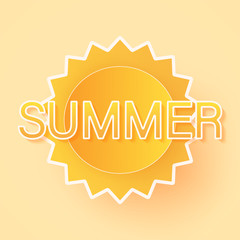 Wall Mural - bright sun and summer lettering, paper art style