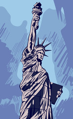 Wall Mural - Statue of liberty, vector image