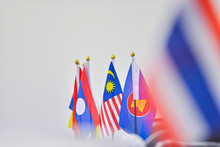 ASEAN Flag And Flags Of Country's Member With White Background