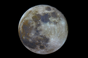 Wall Mural - full mineral moon phase, isolated in the black space, with its natural colors, from red to blue, iro