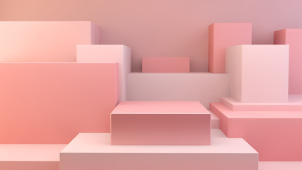 Wall Mural - Pink cubes platform