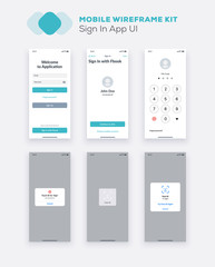 Wall Mural - wireframe ui kit for smartphone. mobile app ux design. new os sign in, enter, form, input fields, so