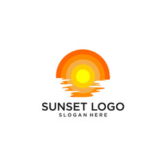 Wall Mural - stylish sunset logo vector design