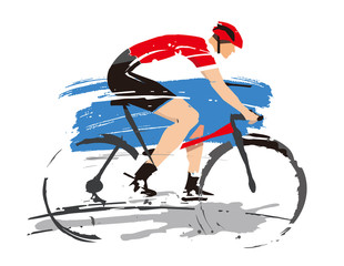 Wall Mural - Road Cyclist, grunge Stylized. 
Illustration of Expreesive Stylized cyclist on the white background. Vector available.