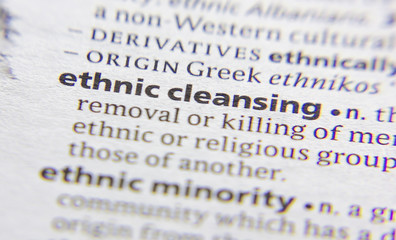 Ethnic cleansing word or phrase in a dictionary.