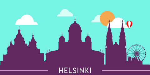 Wall Mural - Helsinki skyline silhouette flat design vector illustration