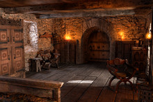 3D Rendering Medieval Bedroom